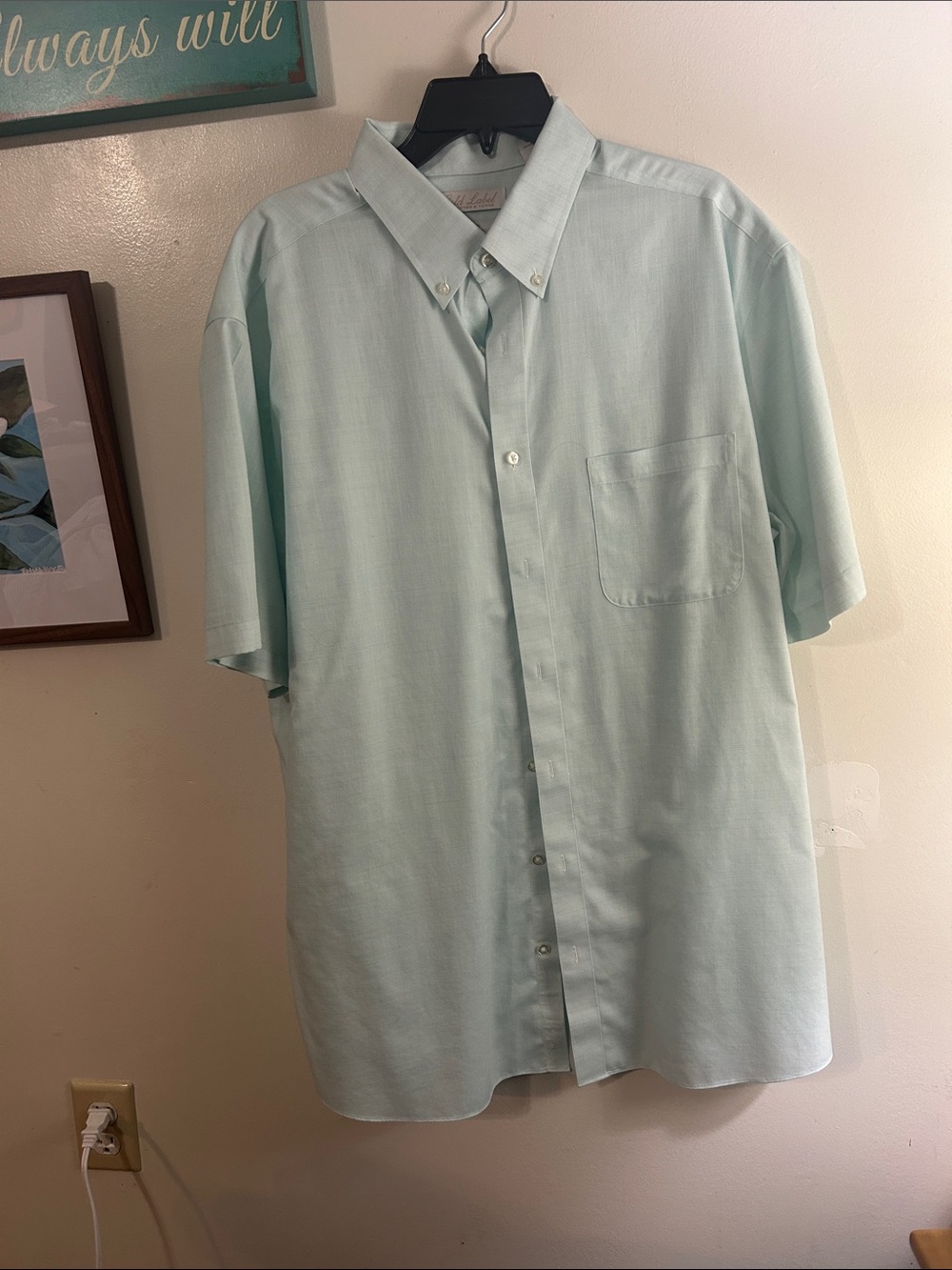 Men's Short-Sleeve Button-Down Shirt in Light Mint
